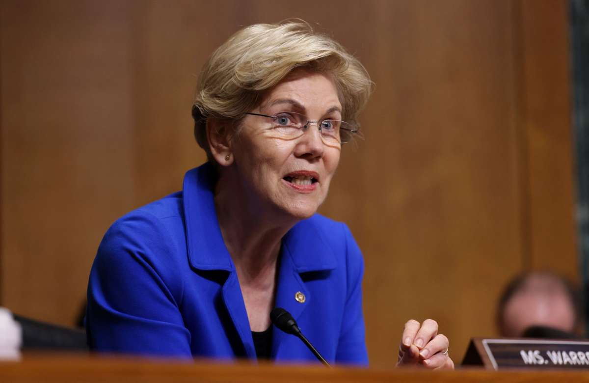 Sen. Elizabeth Warren (D-Massachusetts) speaks during a Senate Finance Committee hearing on the IRS budget request on Capitol Hill in Washington, D.C. on June 8, 2021.