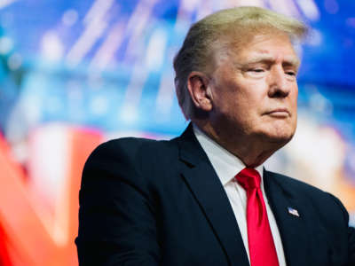 Former President Donald Trump prepares to speak during a conference on July 24, 2021, in Phoenix, Arizona.