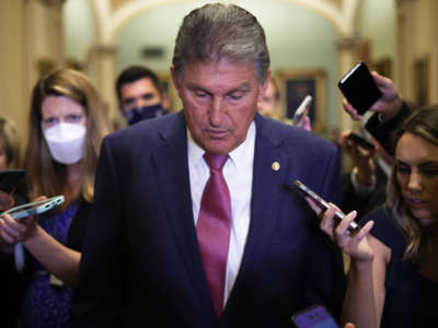 Sen. Joe MaSen. Joe Manchin speaks to members of the press after a weekly Senate Democratic policy luncheon at the U.S. Capitol on July 27, 2021, in Washington, D.C.nchin speaks to members of the press after a weekly Senate Democratic Policy Luncheon at the U.S. Capitol on July 27, 2021, in Washington, D.C.