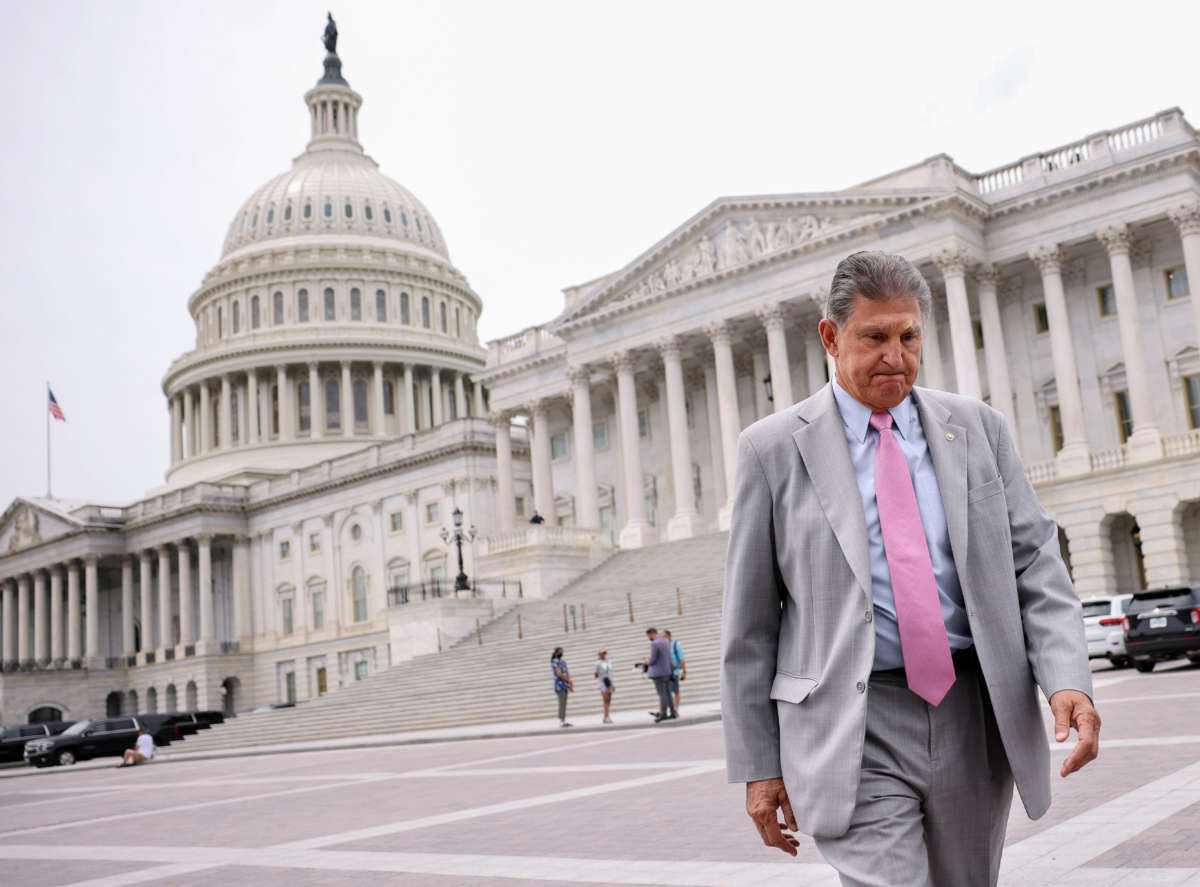 Sen. Joe Manchin leaves the U.S. Capitol following a vote on August 3, 2021, in Washington, D.C.