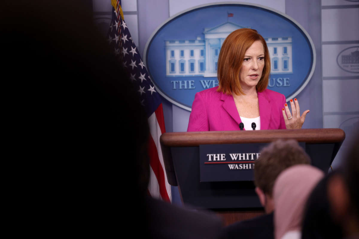 White House press secretary Jen Psaki answers questions during the daily briefing on August 4, 2021, in Washington, D.C.