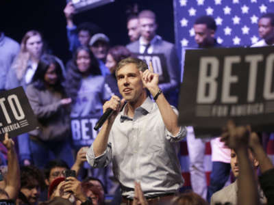 Former Democratic presidential candidate and former representative Beto O'Rourke (D-Texas) speaks during a campaign rally on October 17, 2019 in Grand Prairie, Texas.