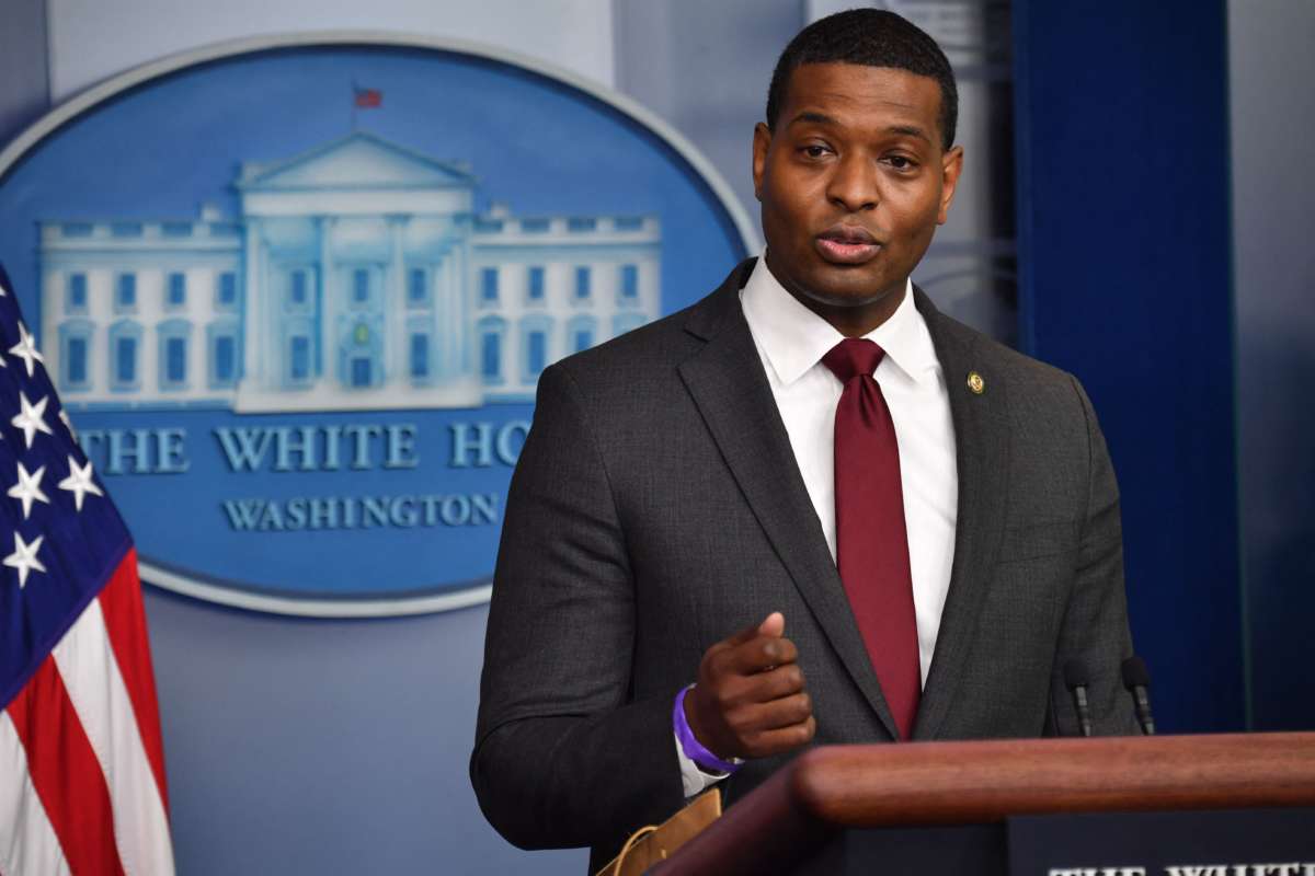 EPA Administrator Michael Regan speaks in the Brady Briefing Room during the daily White House briefing on May 12, 2021, in Washington, D.C.