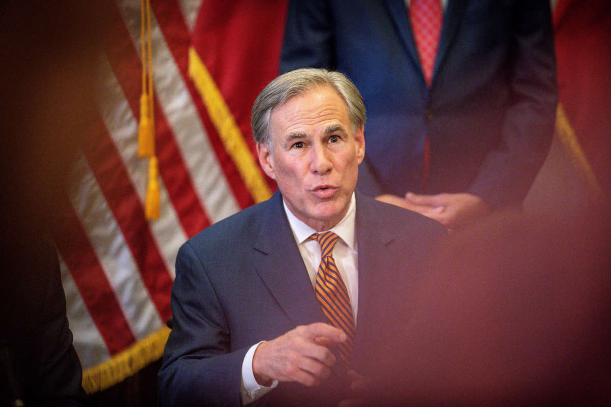 Texas Governor Greg Abbott speaks during a press conference on June 8, 2021 in Austin, Texas.