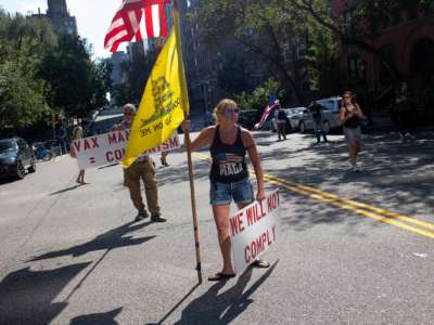 Future covid patients march in the middle of the street for their right to continue sickening their neighbors