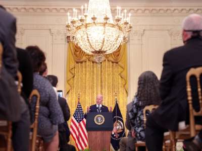 Joe Biden speaks to the press