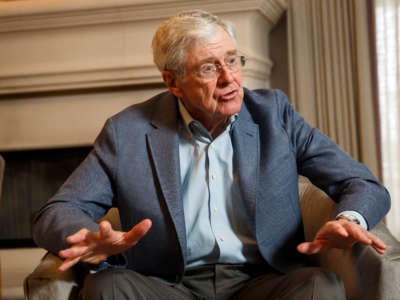 Charles Koch speaks during an interview at the Freedom Partners Summit on August 3, 2015, in Dana Point, California.