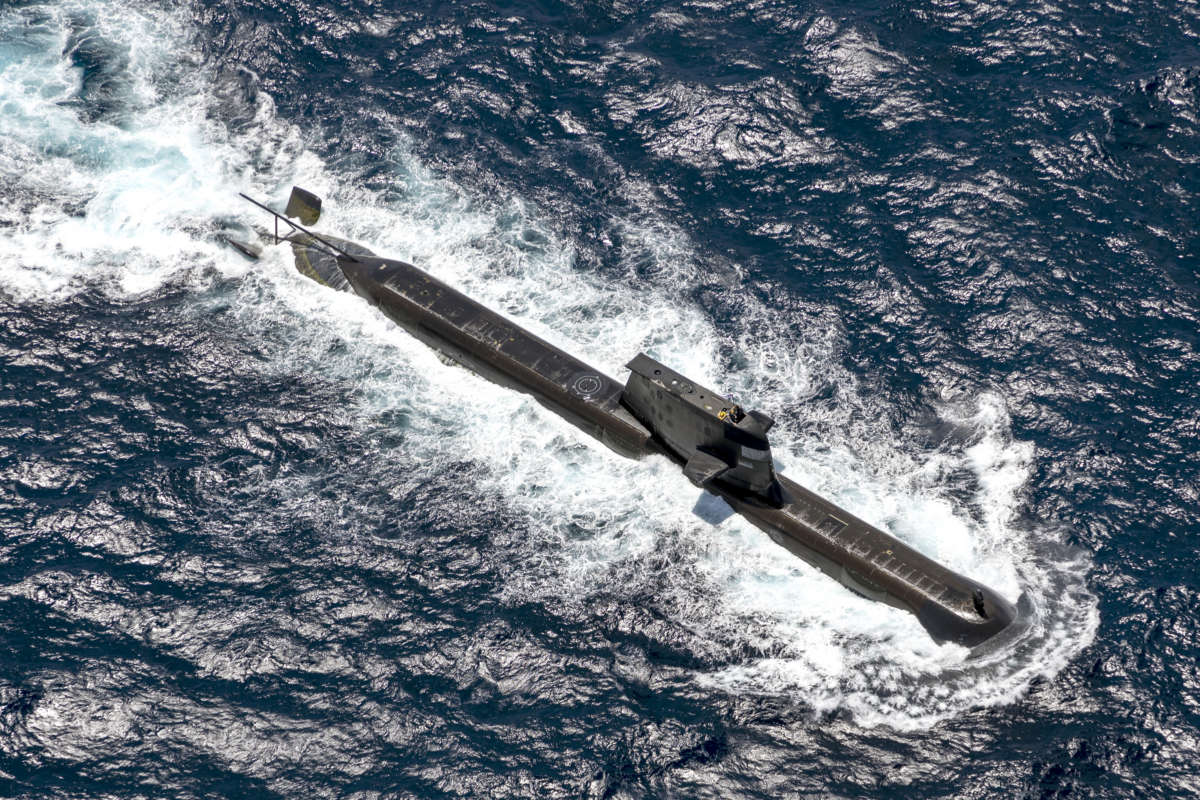 Royal Australian Navy submarine HMAS Rankin is seen during a biennial maritime exercise between the Royal Australian Navy and the Indian Navy on September 5, 2021, in Darwin, Australia.