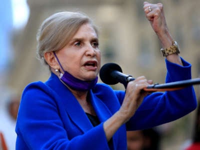 Rep. Carolyn Maloney (D-New York) speaks to crowds on October 2, 2021 in New York, New York.