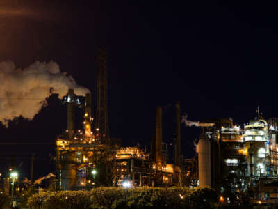 Phillips 66 oil refinery is seen in New Jersey, United States on April 21, 2020.