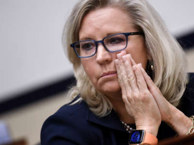 Rep. Liz Cheney listens during a House Armed Services Committee hearing at the Rayburn House Office building on Capitol Hill on September 29, 2021, in Washington, D.C.