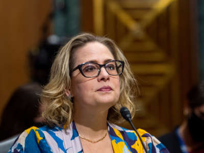 Sen. Kyrsten Sinema speaks during a hearing on October 19, 2021, in Washington, D.C.