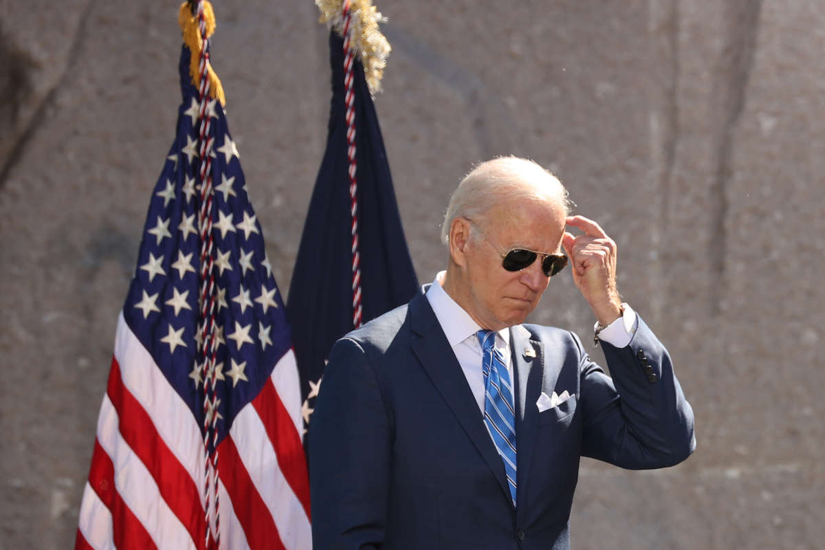 President Joe Biden attends the 10th-anniversary celebration of the Martin Luther King, Jr. Memorial near the Tidal Basin on the National Mall on October 21, 2021 in Washington, D.C.