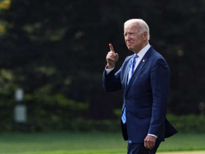 President Joe Biden leaves the White House in Washington, D.C., on October 5, 2021.