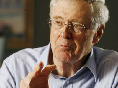 Charles Koch, head of Koch Industries, speaks in a file photo from February 26, 2007.