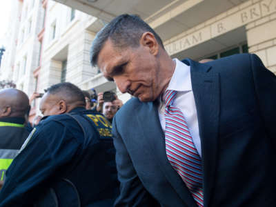 Former National Security Advisor General Michael Flynn leaves after the delay in his sentencing hearing at U.S. District Court in Washington, D.C., December 18, 2018.