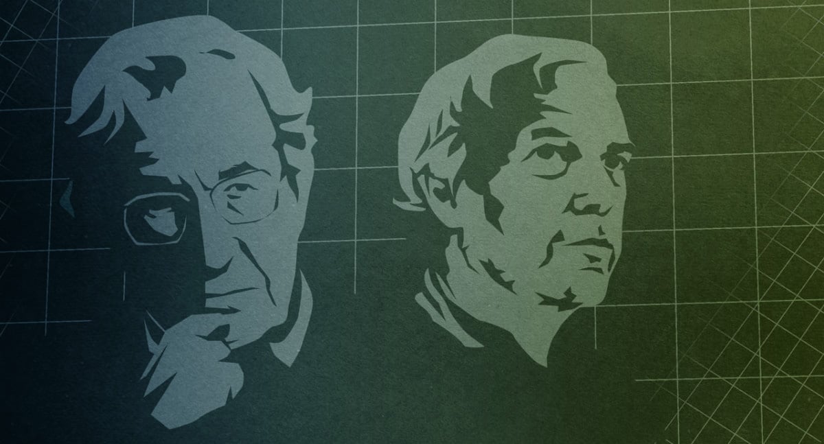 Illustration of Noam Chomsky and Robert Pollin