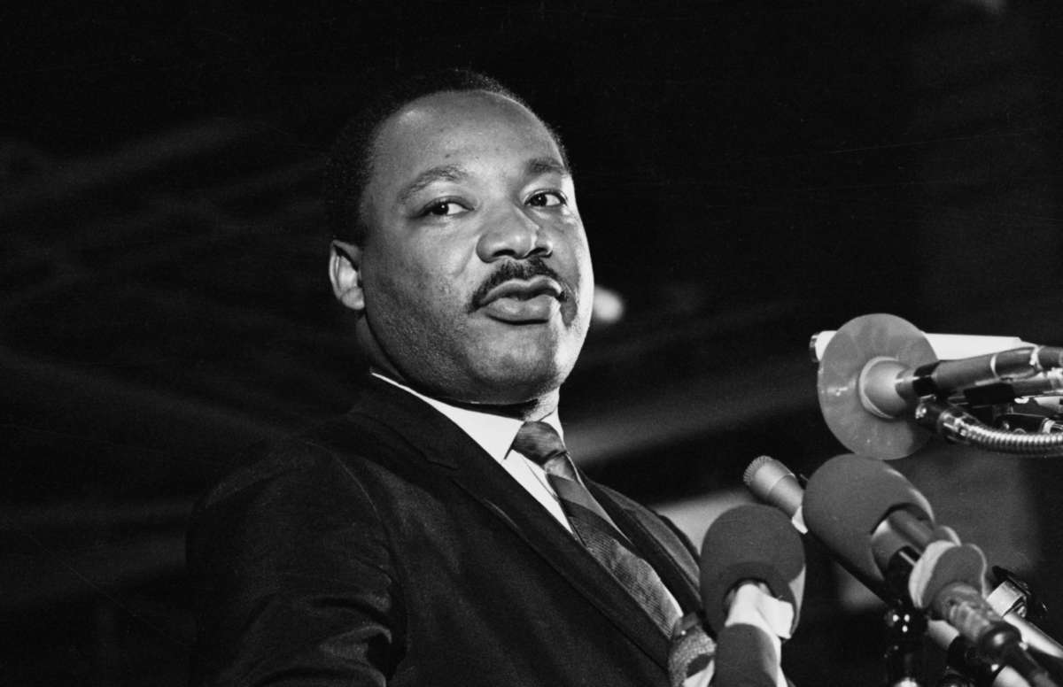 Martin Luther King, Jr. speaks to a mass rally on April 3, 1968, in Memphis, Tennessee.