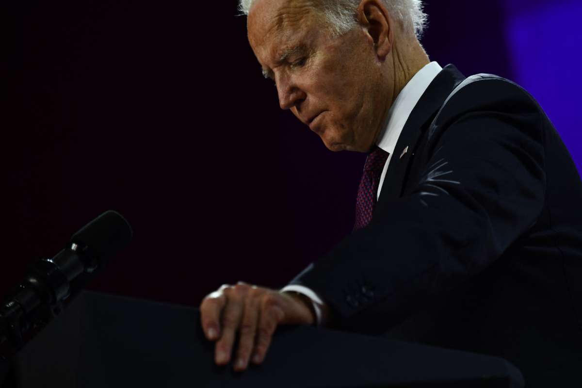 President Joe Biden addresses a press conference at the end of the G20 of World Leaders Summit on October 31, 2021, in Rome, Italy.