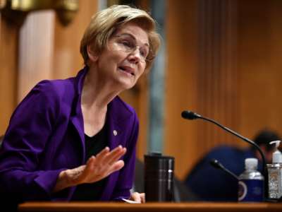 Senator Elizabeth Warren (D-Massachusetts) speaks during a Senate Finance Committee meeting Capitol Hill in Washington, D.C. on October 19, 2021.