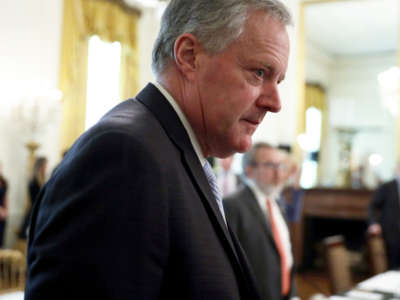 White House Chief of Staff Mark Meadows arrives at a cabinet meeting in the East Room of the White House