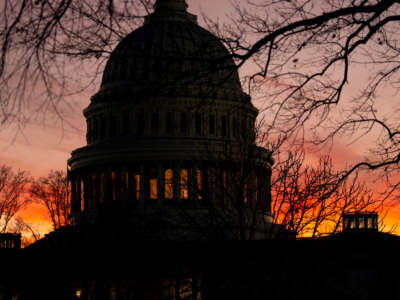 The U.S. Capitol is pictured at sunset on December 13, 2021, in Washington, D.C.