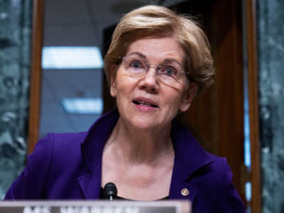 Sen. Elizabeth Warren speaks during a hearing in the Dirksen Building on December 7, 2021.