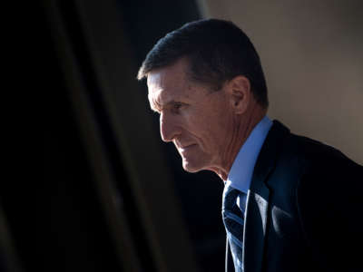 Gen. Michael Flynn, former national security adviser to President Donald Trump, leaves Federal Court on December 1, 2017, in Washington, D.C.