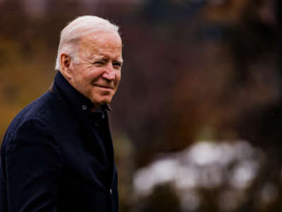 President Joe Biden walks to the West Wing from Marine One on the South Lawn off the White House on November 21, 2021, in Washington, D.C.