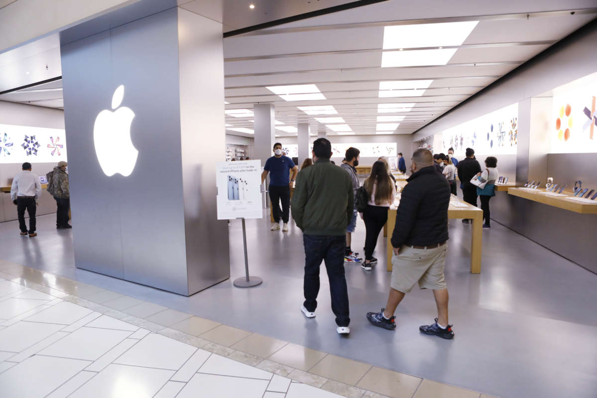 The Apple store opened early on Black Friday at International Plaza on November 26, 2021, in Tampa, Florida.