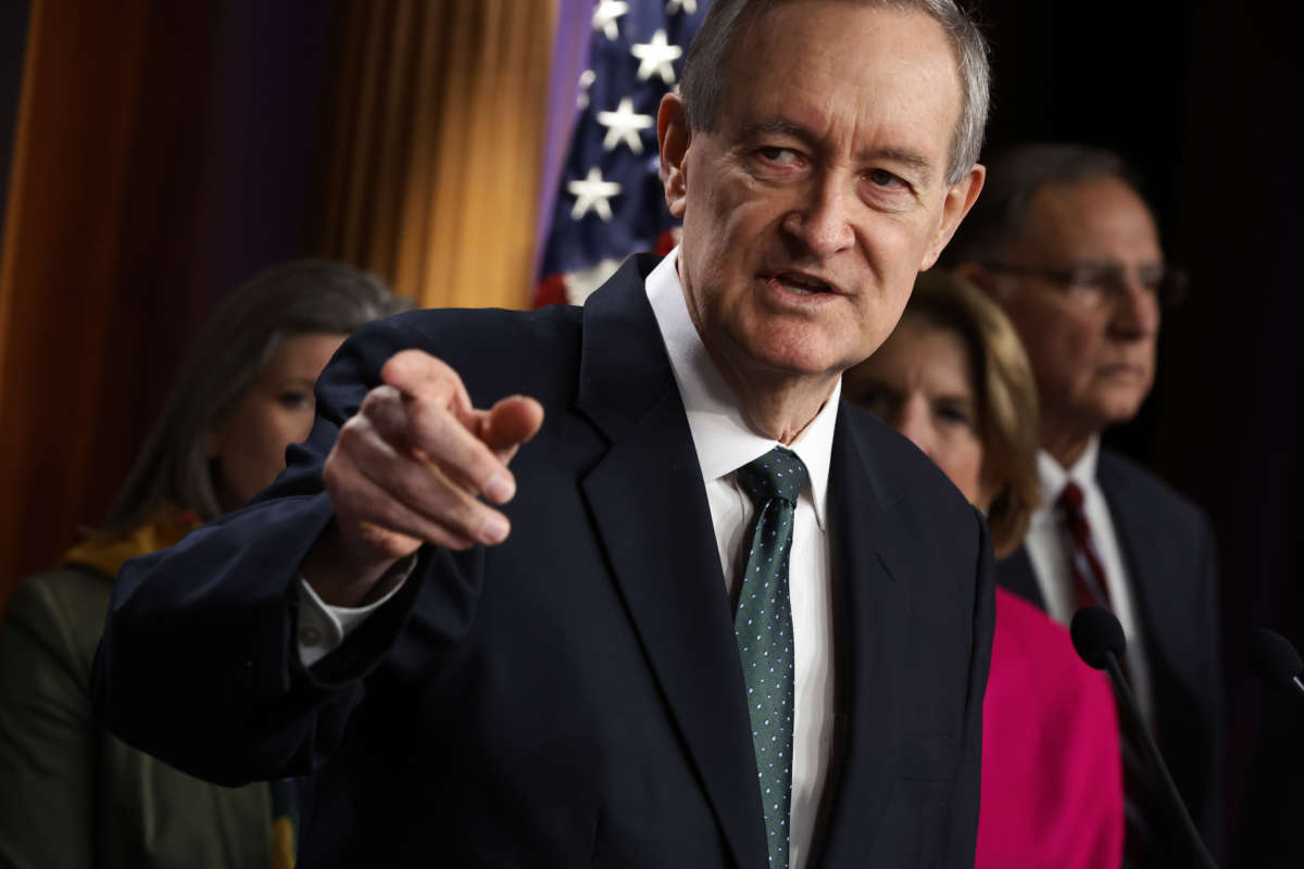 Sen. Mike Crapo and fellow Senate Republicans hold a news conference at the U.S. Capitol on December 14, 2021, in Washington, D.C.