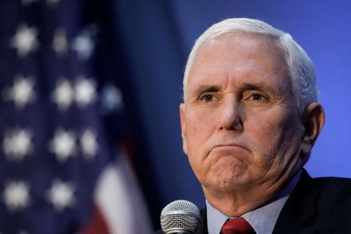 Former U.S. Vice President Mike Pence speaks at the National Press Club on November 30, 2021, in Washington, D.C.
