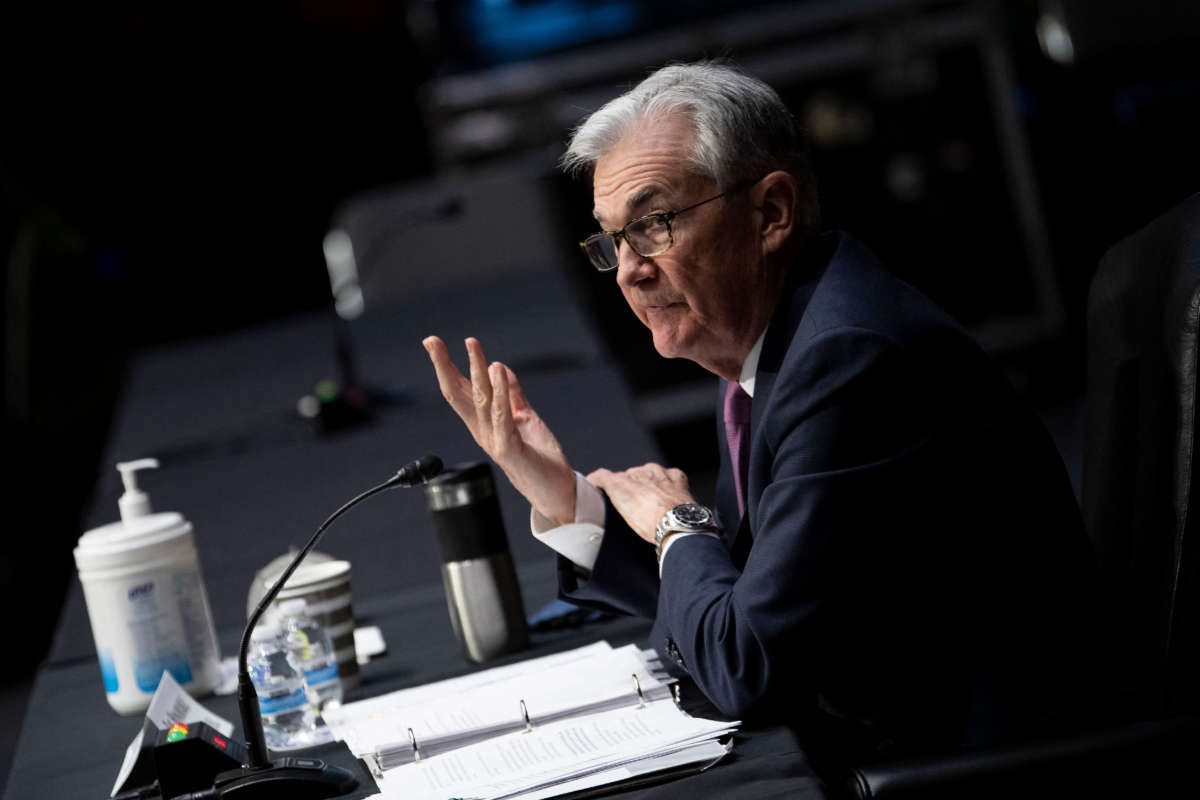 Federal Reserve Board Chairman Jerome Powell speaks during his re-nominations hearing on Capitol Hill on January 11, 2022, in Washington, D.C.