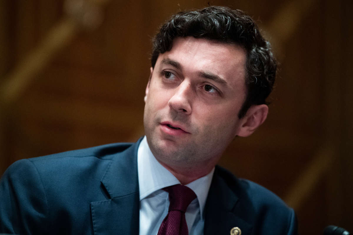 Sen. Jon Ossoff attends a Senate Homeland Security and Governmental Affairs Committee markup in Dirksen Building on June 16, 2021.
