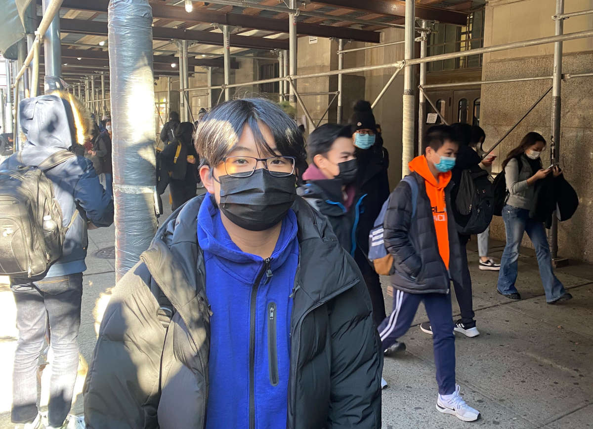 Danny Mui was one of hundreds of students who walked out of Brooklyn Technical High School in protest on January 11, 2022.