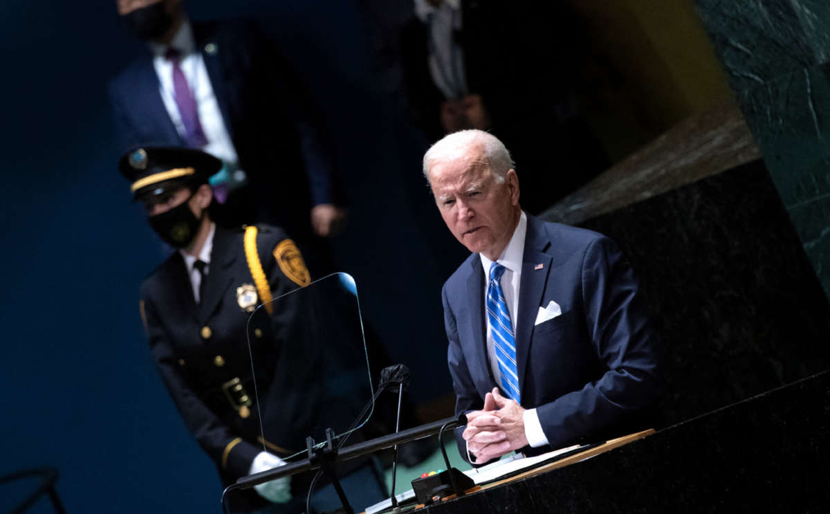 President Joe Biden addresses the 76th Session of the UN General Assembly on September 21, 2021, in New York.