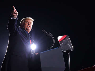 President Donald Trump speaks at a campaign rally for the Republican candidates for U.S. Senate at Dalton Regional Airport on January 4, 2021, in Dalton, Georgia.