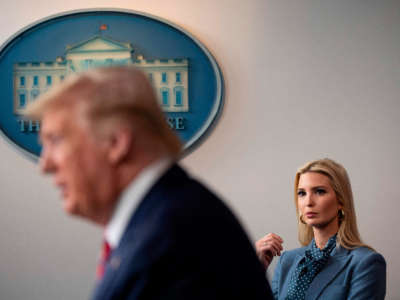 White House Advisor Ivanka Trump looks on as President Donald Trump speaks at the White House in Washington, D.C., on March 20, 2020.