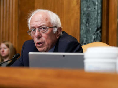 Senate Budget Committee Chairman Bernie Sanders gives an opening statement during a Senate Budget Committee hearing on June 8, 2021, in Washington, D.C.