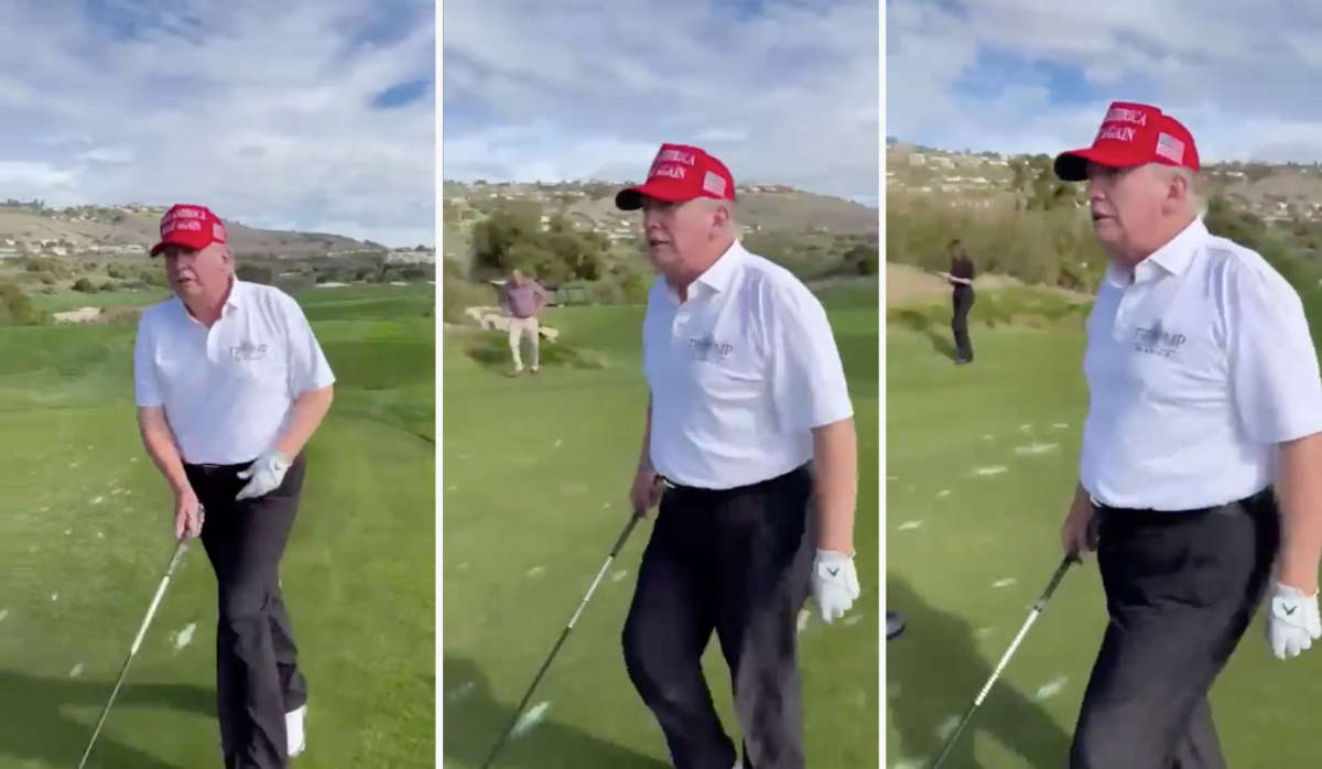 Screenshots of Donald Trump playing golf