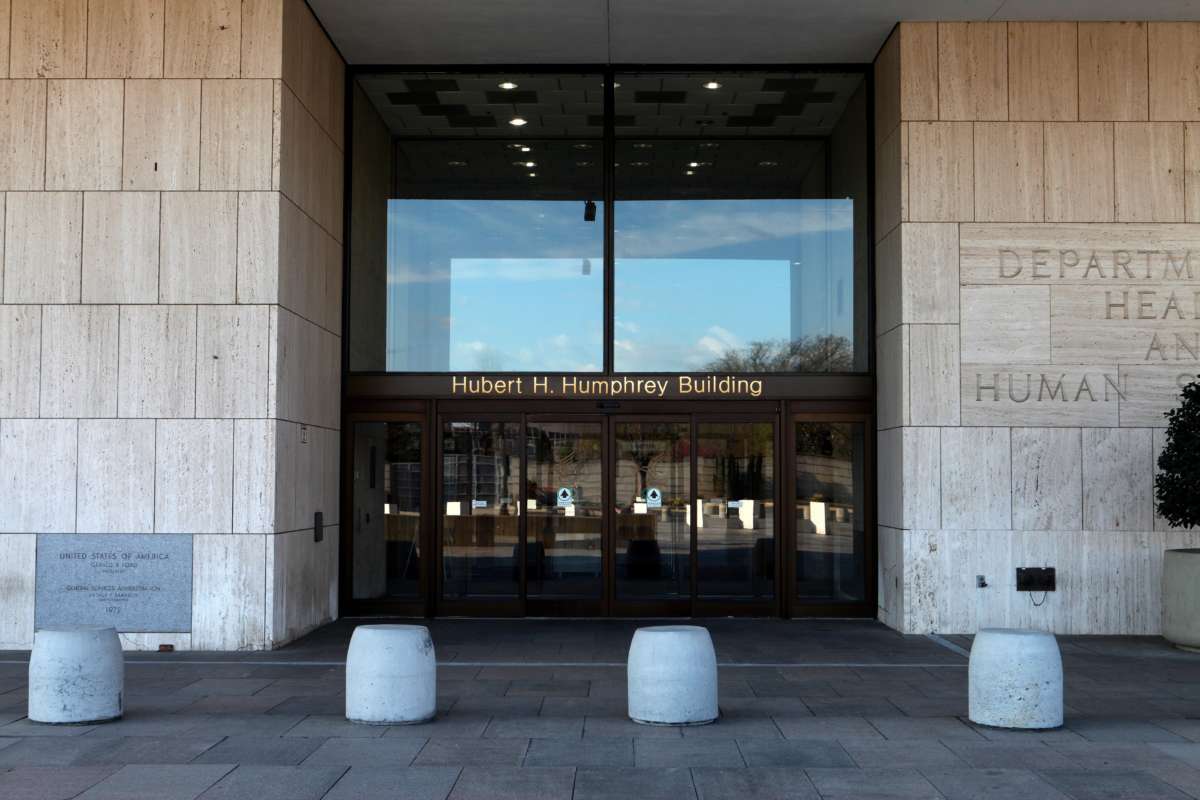 The Department Of Health and Human Services, located in the Hubert H. Humphrey Building as seen on April 11, 2015, in Washington, D.C.