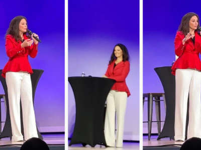 Oklahoma City mayoral candidate Carol Hefner speaks at a mayoral debate on January 25, 2022.