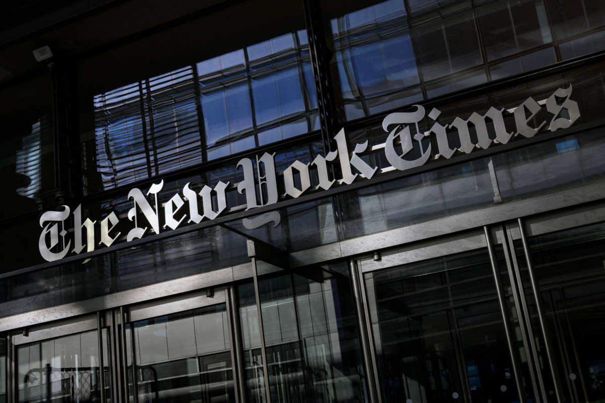 The facade of the New York Times building