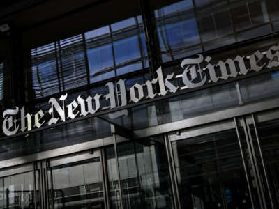 The facade of the New York Times building