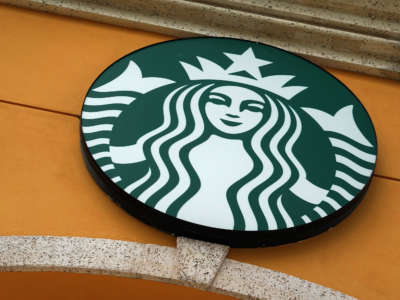 A Starbucks coffee shop's sign is seen on June 11, 2021, in Miami, Florida.