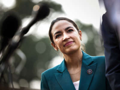 Rep. Alexandria Ocasio-Cortez attends a press conference outside of the U.S. Capitol on July 20, 2021, in Washington, D.C.