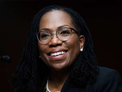 Ketanji Brown Jackson, nominee to be U.S. Circuit Judge for the District of Columbia Circuit, testifies during her Senate Judiciary Committee confirmation hearing in Dirksen Senate Office Building on April 28, 2021, in Washington, D.C.