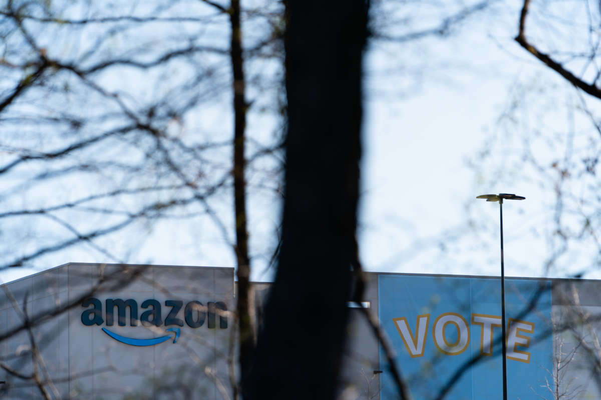 The Amazon fulfillment warehouse at the center of a unionization drive is seen on March 29, 2021, in Bessemer, Alabama.