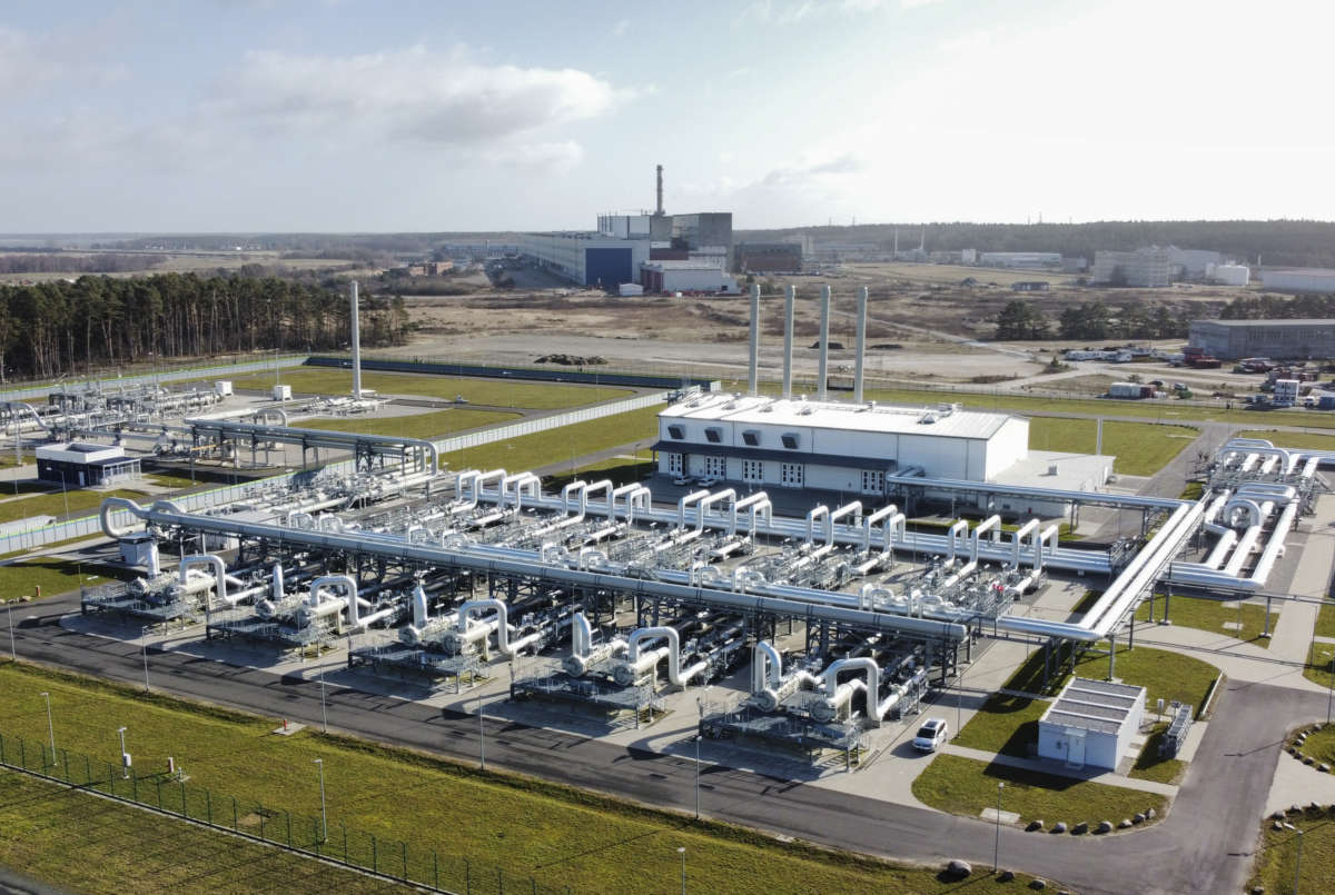 A view of Nord Stream 2 gas receiving station on Germany's Baltic coast in Lubmin on February 23, 2022.