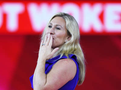 Rep. Marjorie Taylor Greene speaks at the 2022 Conservative Political Action Conference at the Rosen Shingle Creek on February 26, 2022, in Orlando, Florida.